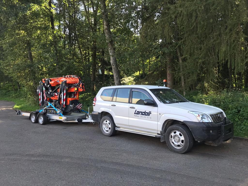 Raupenkran Im Trailer